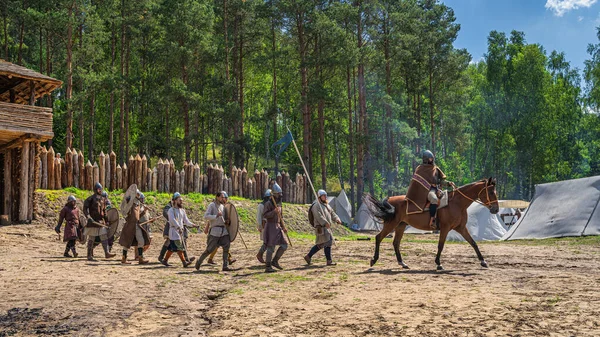 Cedynia Poland June 2019 Chieftain Horse Leading His Warriors Army — Stock Photo, Image