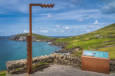 Dingle, İrlanda, Ağustos 2019 Blasket Adası Bakış Alanı, Dingle Yarımadası, Vahşi Atlantik Yolu manzaralı Dunmore Head