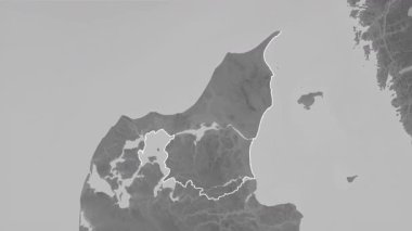 Nordjylland - Danimarka bölgesi, boşaltıldı. Gri Tonlama