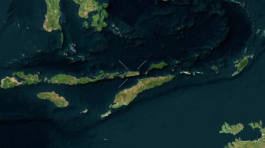 Alor Adası - Endonezya yakın çekim - uydu. Önizleme. Etiketler.