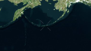 Andreanof Adaları, Birleşik Devletler yakın çekim uydusu. Önizleme. Etiketler.