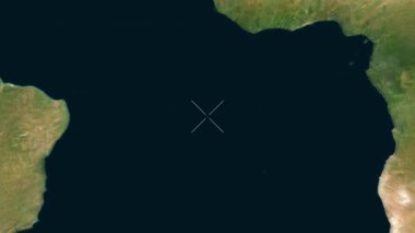 Ascension Adası - Saint-Helena yakın çekim - uydu. Önizleme. Etiketler.