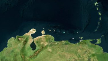 Bonaire - Karayip Hollanda yakın çekim uydusu. Önizleme. Etiketler.