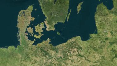 Bornholm - Danimarka yakın çekim uydusu. Önizleme. Etiketler.