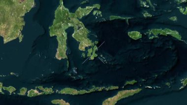 Buton Adası, Endonezya yakın çekim uydusu. Önizleme. Etiketler.