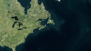 Cape Breton, Kanada yakın çekim uydusu. Önizleme. Etiketler.