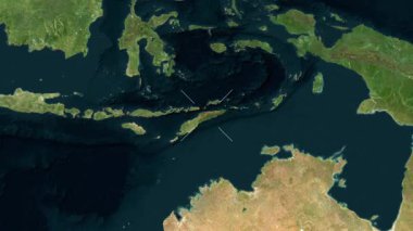 Doğu Timor 'un yakın çekim uydusu. Önizleme. Etiketler.