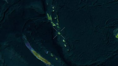 Efate, New Hebrides - Vanuatu close-up - satellite. Preview. Labels.