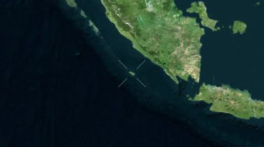 Enggano Adası - Endonezya yakın çekim - uydu. Önizleme. Etiketler.