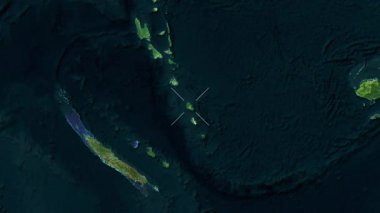 Erromango, New Hebrides - Vanuatu yakın çekim - uydu. Önizleme. Etiketler.