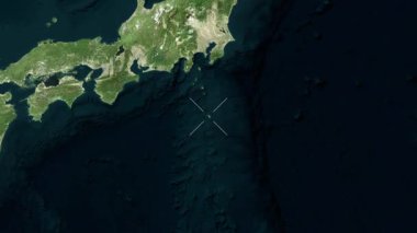 Hachijo Adası - Japonya yakın çekim uydusu. Önizleme. Etiketler.