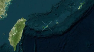 Ishigaki Island - Japan close-up - satellite. Preview. Labels.