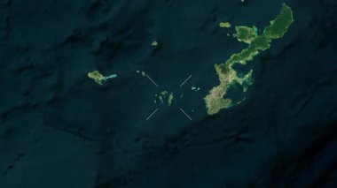 Kerama Archipelago - Japan close-up - satellite. Preview. Labels.