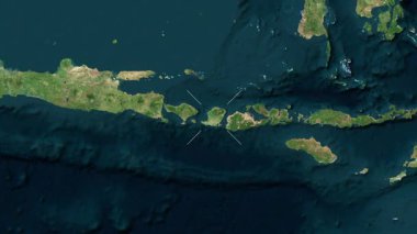 Lombok Adası - Endonezya yakın çekim - uydu. Önizleme. Etiketler.