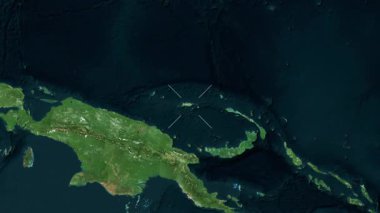 Manus Adası - Papua Yeni Gine yakın çekim - uydu. Önizleme. Etiketler.