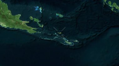 Misima Island - Papua New Guinea close-up - satellite. Preview. Labels.