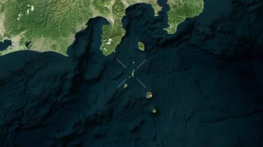 Niijima Adası - Japonya yakın çekim - uydu. Önizleme. Etiketler.