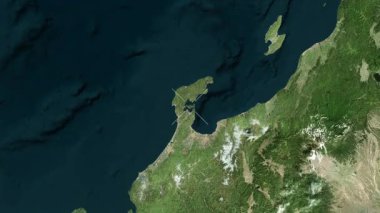 Noto Adası - Japonya yakın çekim - uydu. Önizleme. Etiketler.