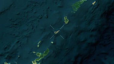 Okinoerabu Adası - Japonya yakın çekim - uydu. Önizleme. Etiketler.