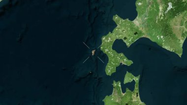 Okushiri Adası - Japonya yakın çekim - uydu. Önizleme. Etiketler.