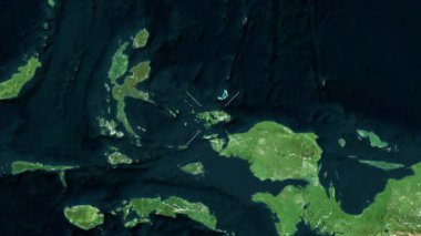 Raja Ampat Adası - Endonezya yakın çekim - uydu. Önizleme. Etiketler.