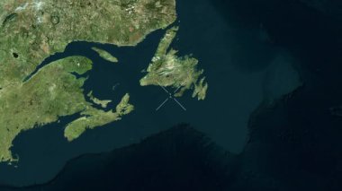 Saint Pierre ve Miquelon yakın çekim uydusu. Önizleme. Etiketler.