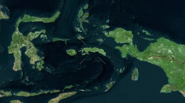 Seram Adası - Endonezya yakın çekim - uydu. Önizleme. Etiketler.