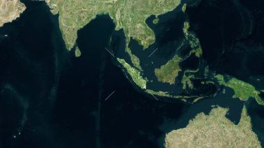 Sumatra Adası - Endonezya yakın çekim - uydu. Önizleme. Etiketler.