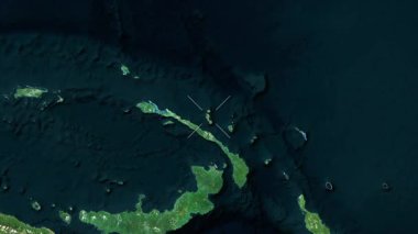 Tabar Adası - Papua Yeni Gine yakın çekim - uydu. Önizleme. Etiketler.