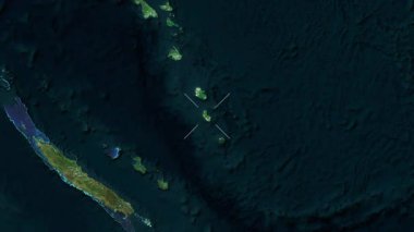 Tanna, New Hebrides - Vanuatu yakın çekim - uydu. Önizleme. Etiketler.