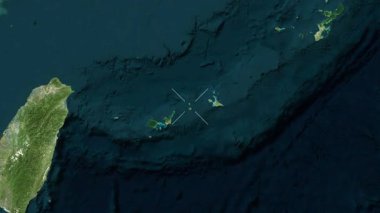 Tarama Adası - Japonya yakın çekim - uydu. Önizleme. Etiketler.