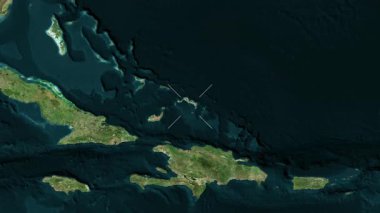 Turks ve Caicos Adaları yakın çekim uydusu. Önizleme. Etiketler.