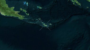 Vanatinai Adası - Papua Yeni Gine yakın çekim - uydu. Önizleme. Etiketler.