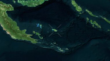 Woodlark Adası - Papua Yeni Gine yakın çekim uydusu. Önizleme. Etiketler.