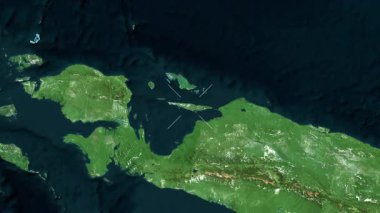 Yapen Adası - Endonezya yakın çekim - uydu. Önizleme. Etiketler.