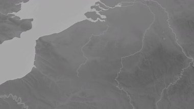 Belçika haritası - sür. Gölge. Gri Tonlama.