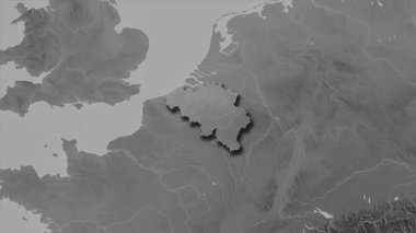 Belçika haritası - özüt. Gölge. Gri Tonlama.