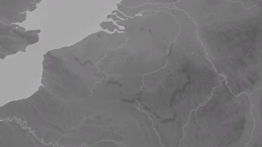 Belçika haritası - sağlam. Gölge. Gri Tonlama.