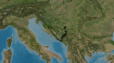 Bosna-Hersek haritası - çıkarıldı. Gölge. Uydu.