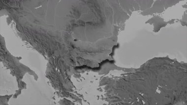 Bulgaristan haritası - çıkarma. Gölge. Gri Tonlama.