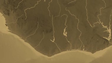 Fildişi Haritası - Sür. Gölge. Sepya.