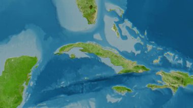 Küba haritası - süzül. Gölge. Uydu.