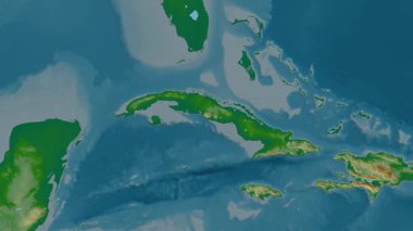 Küba haritası - süzül. Gölge. Fiziksel.