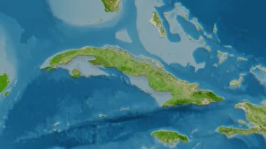 Küba haritası - sağlam. Gölge. Uydu.