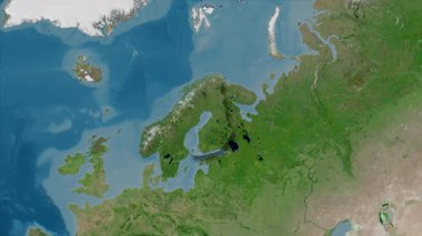 Finlandiya 'da Aland haritası var. Gölge. Uydu.