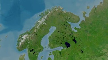 Finlandiya 'nın Aland haritası sağlam. Gölge. Uydu.