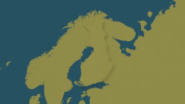 Finlandiya 'nın Aland haritası sağlam. Gölge. Şablon. Etiketler