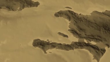 Haiti haritası - sür. Gölge. Sepya.