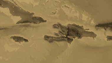 Haiti haritası - özüt. Gölge. Sepya.