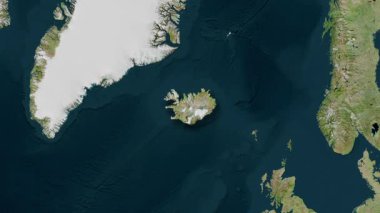 İzlanda haritası - özet. Gölge. Uydu.